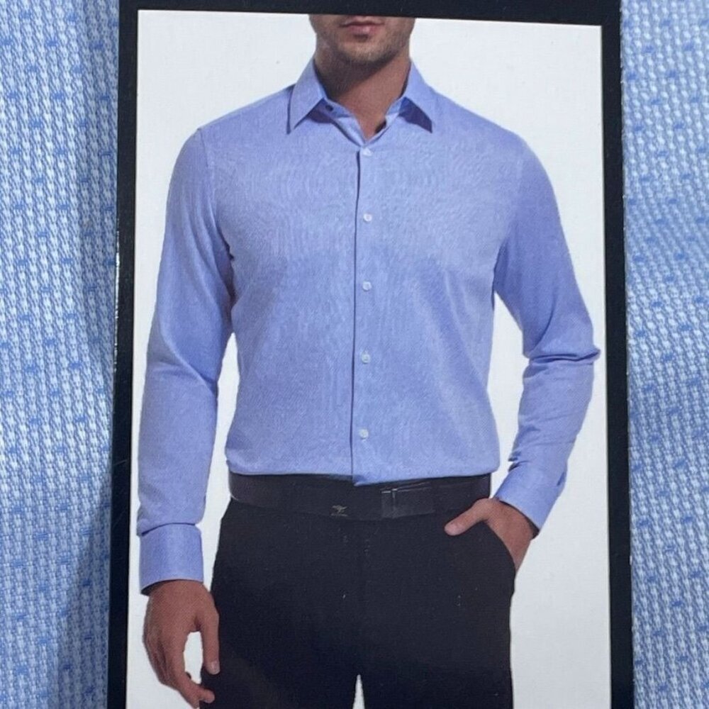 Duchamp London Slim Fit Long Sleeve Blue Mens Dress Shirt XXL a0111